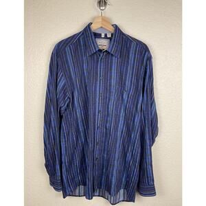 Haupt Men’s Button Up Shirt Long- Sleeve Medium Multi Color Stipe M 38/40 15.5